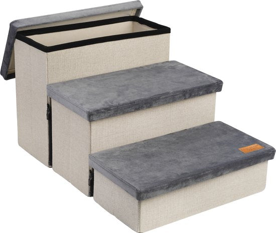 Escalier pour chien Escalier robuste pour chien avec rangement - Escalier pour chien - marche pour canapé ou lit - Jusqu'à 60 kg - Anthracite - Universel