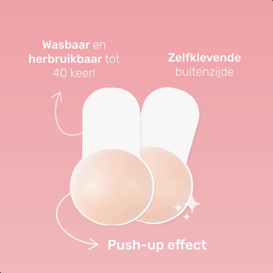 Soft & Silky Push up - Couvre-mamelons - Coussinets de soutien-gorge - Coussinets pour dames - Respirant - Imperméable - Adhésif - Téton - Autocollant - Autocollant - Boob Tape