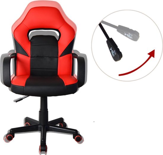 Chaise de jeu Thomas junior - chaise de bureau gaming - réglable en hauteur - rouge noir