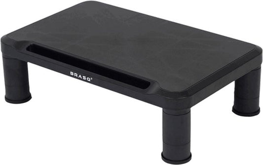 BRASQ Monitor Stand Black MS100 - Support de moniteur pour ordinateur portable ou écran - Hauteur réglable 38x24x11,2 cm