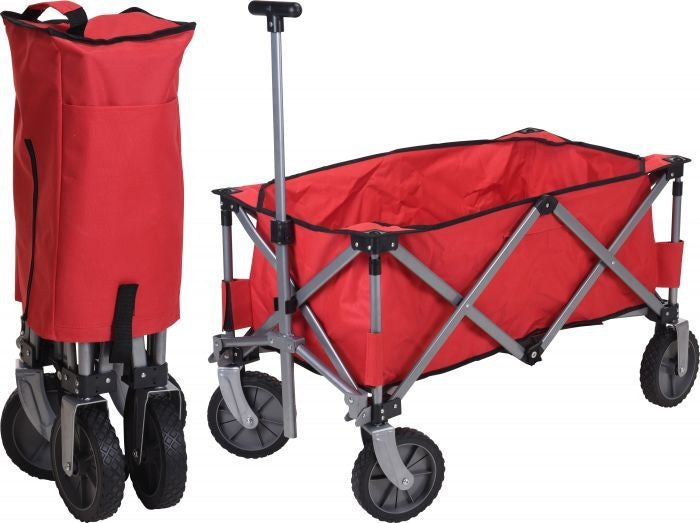 Chariot à roulettes pliable - Koopman - Jusqu'à 70kg - 90 x 49 x 58cm - Rouge