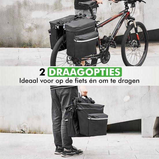 Travelhawk Sac à vélo - Sac à vélo double - Matière imperméable - 34L - Noir - 600D Polyester - Sacoches pour vélos électriques