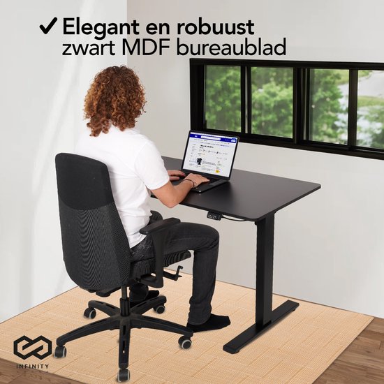 Bureau assis-debout - Infinity Goods - électrique réglable en hauteur - 140 x 60 CM - noir
