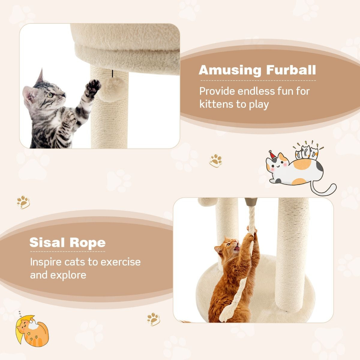 Arbre à chat Coast Cat Tree griffoir pour chat avec chaise douce tour sistal pour chat beige