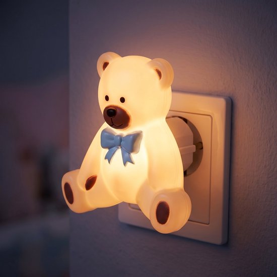 Cheqo® Veilleuse pour enfants, pour chambre d'enfant et chambre de bébé - Veilleuse pour bébé « Petit ours » - Veilleuse à brancher - Veilleuse LED pour chambre à coucher - Veilleuse à brancher en forme d'animal - Veilleuse à brancher blanc chaud pour enf