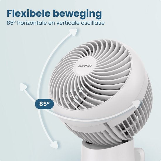 Ventilateur de table Auronic - Mini-ventilateur - Avec télécommande et minuterie - Oscillation automatique à 85° - Portée de 9 mètres - Blanc
