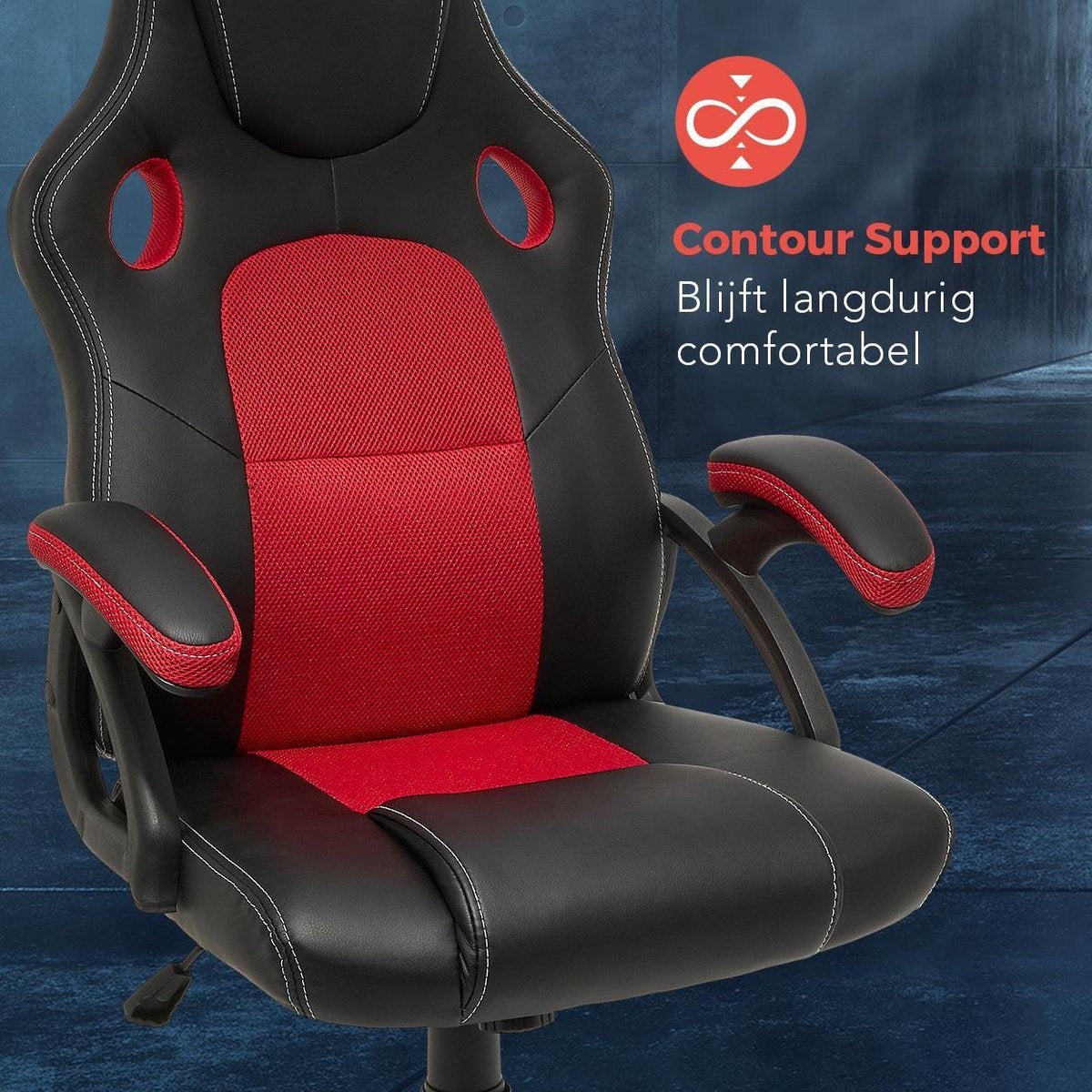 LifeGoods Chaise de jeu - réglable - cuir synthétique - rouge/noir