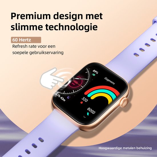 Maoo ProWatch AMOLED Smartwatch Femme et Homme - Bracelet milanais et 3 bracelets en silicone - Podomètre - Moniteur de fréquence cardiaque - Moniteur de pression artérielle - Moniteur de sommeil - Multisport - Convient à Android et iOS - Or rose