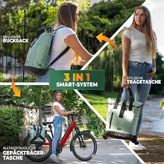 MIVELO - Sac à dos et sac à bagages pour vélo - Résistant à l'eau & 22 litres - Mint