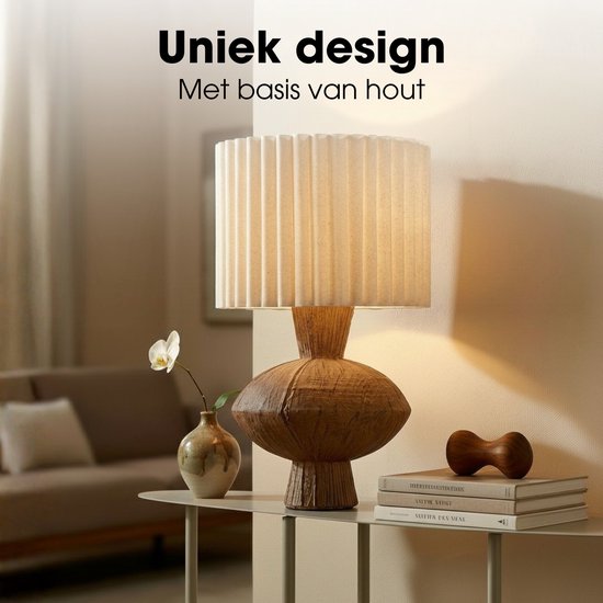 Lampe de table Mica Decorations Frey pour salon - Style Japandi - Lampe décorative avec abat-jour - Lampe de bureau et lampes de table pour salon - 51 x ⌀32 cm - Marron