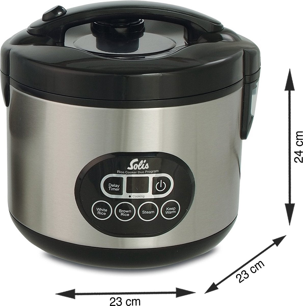 Solis Rice Cooker Duo Programm 817 - Cuiseur de riz et cuiseur vapeur - Cuiseur vapeur de légumes - Argent