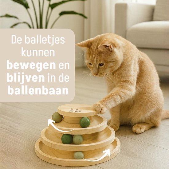 By Cee Cee Jouets en bois pour chat - Tour de jeu pour chat - 26x26x14.5cm - Ziva