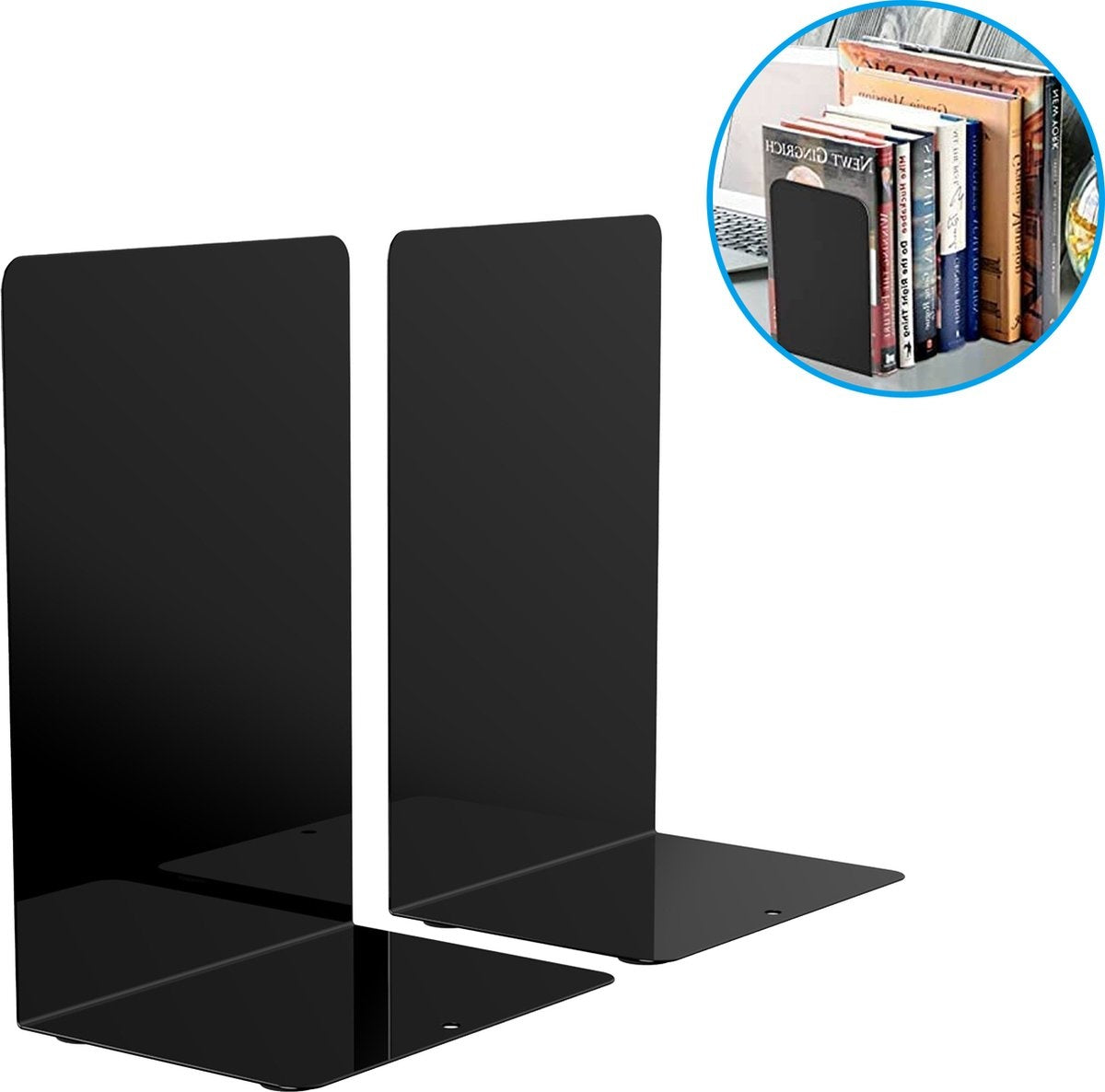 MATTI® - Serre-livres - Porte-livres en métal - Porte-livres - Lot de 2 - Noir