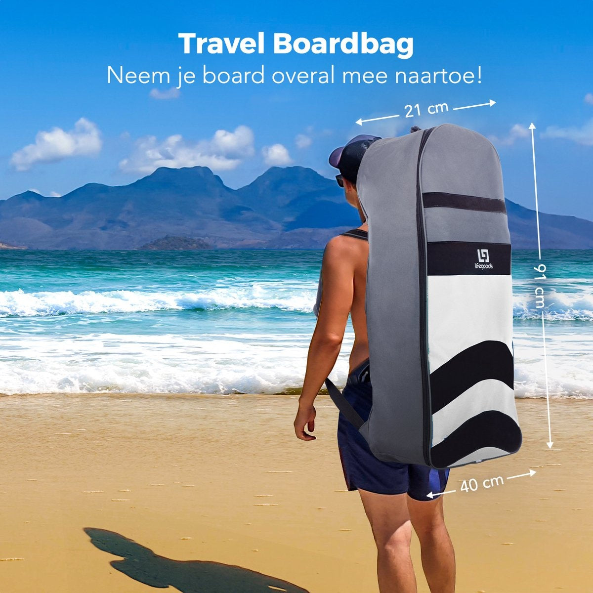 LifeGoods SUP Board - avec siège - Inflatable Paddle Board - Set complet - Max. 135KG - 320x81cm - Blanc/Noir