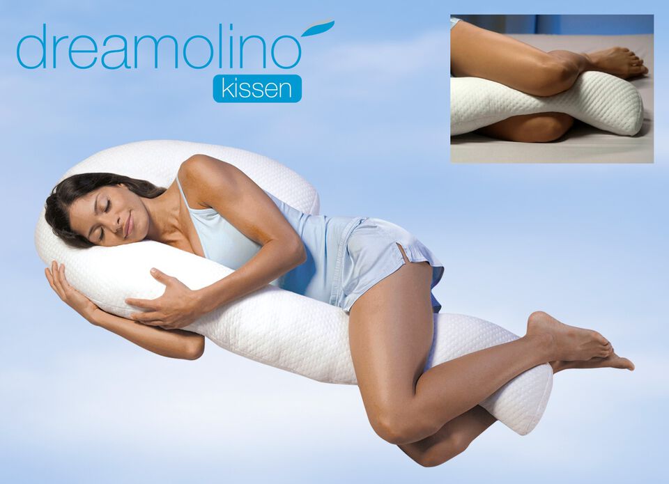 Oreiller Dreamolino Swan - Oreiller ergonomique 7-en-1 - Pour les personnes dormant sur le côté, sur le dos ou sur le ventre - 132 x 63,5 x 15 cm - Blanc