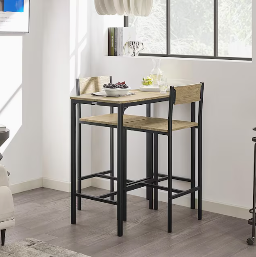 SoBuy Table bistro - Meubles bistro - Table de bar - 2 tabourets - 3 pièces - OGT03-N