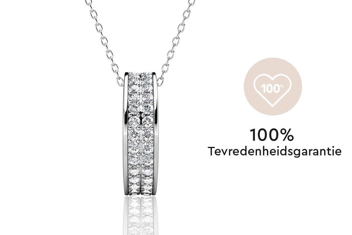 Yolora Dames Ketting met Hanger - Kalpa Camaka Kristallen - Zilverkleurig - 18K Witgoud Verguld - Vrouwen Collier Zilver - Sieraden - Halsketting - Luxe Giftbox - Geschenkdoos - Cadeau doos - Exclusieve Geschenkverpakking - Mooie Cadeauverpakking