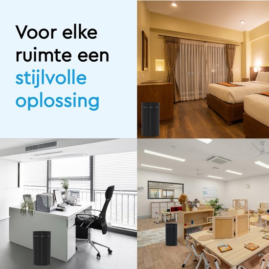 BRASQ Trashcan Metal Office/Home Use - Poubelle - Corbeille à papier - Rond - Poubelles - Noir 21 litres