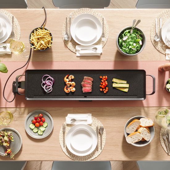 Plaque de cuisson Tristar - BP-2669 - 1 800 W - Gourmet, plaque de grill XL 90 x 23 cm - 8 à 10 personnes