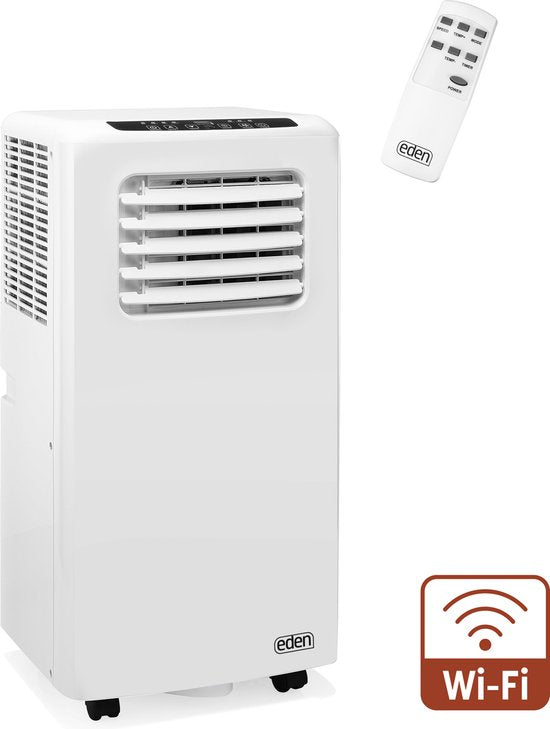 Climatiseur mobile - Eden ED-7016 Climatiseur sur roulettes - Contrôlable via une application et une télécommande - 7 000 BTU – Classe énergétique A - Pour des pièces jusqu'à 60 m³ - Réglage de la température de 16 °C à 31 °C - Fonctions ventilateur et dé