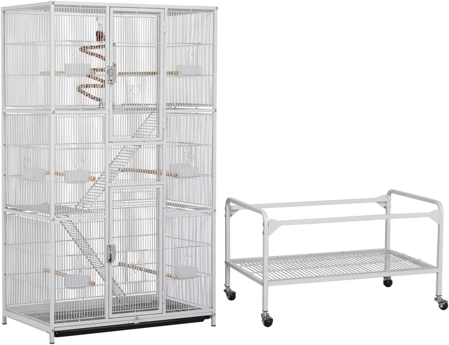 Yaheetech 175 cm Cage à oiseaux extra large avec support amovible pour perroquets de taille moyenne, perruches, perruches faucons, conures, inséparables, perruches à gazon et pinson - Blanc