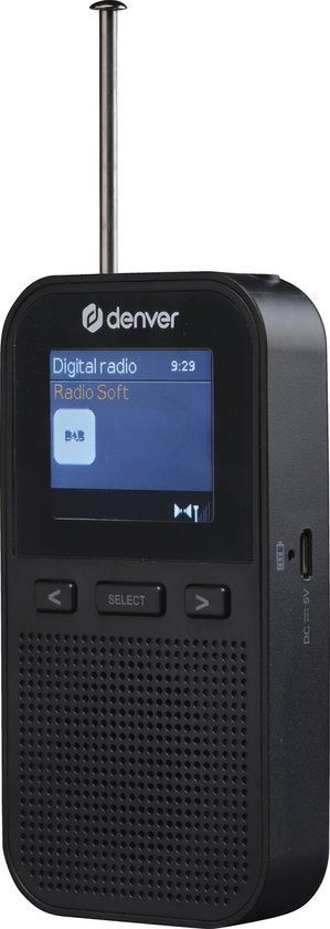 Denver DAB radio - Radio portable - Piles \u0026 Alimentation secteur - 60 présélections - Réveil de voyage - DAH126 - Noir