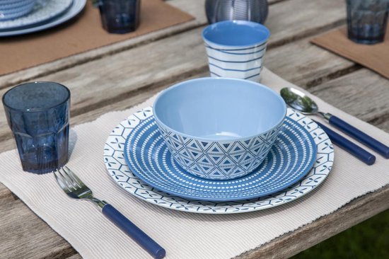 Bo-Camp - Vaisselle - Mix & Match- 16 pièces - Bleu