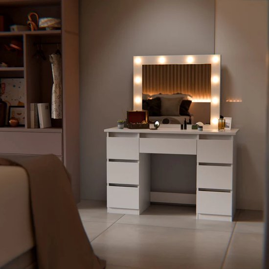 Talea dressing table / Table de maquillage - Miroir et LED inclus - Blanc