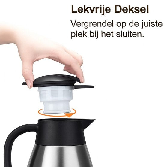 Ceruzo Thermos en acier inoxydable - 1,8 litre - Double paroi - Etanche - Boissons chaudes et froides - 28x13 cm