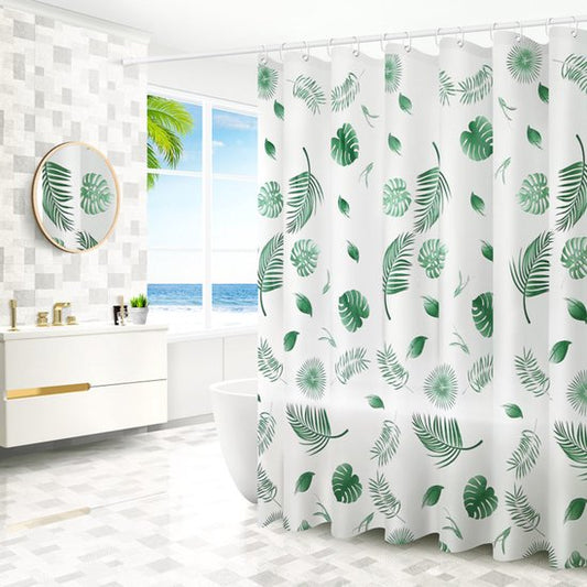 VAIVE Rideau de douche vert 180x200 - Anti-moisissure - Rideaux de douche - Anneaux