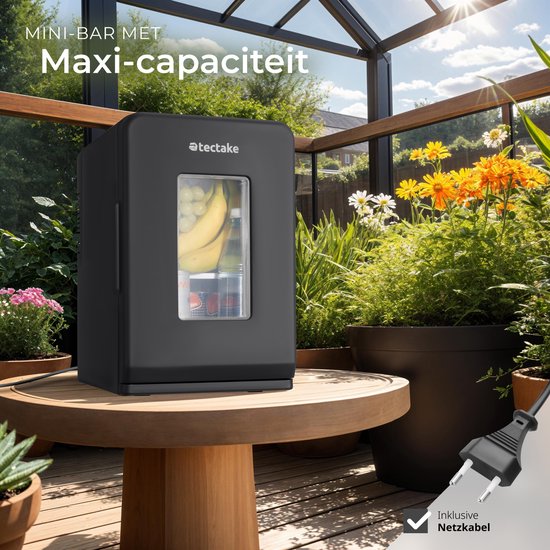 Mini-réfrigérateur de voiture tectake® - Minibar portable 14 L - Fonction 2 en 1 : refroidissement et chauffage - de 5 à 65 °C - Mini-réfrigérateur - Glacière électrique - Alimentation 12 V + 220/240 V - Réfrigérateur de camping portable