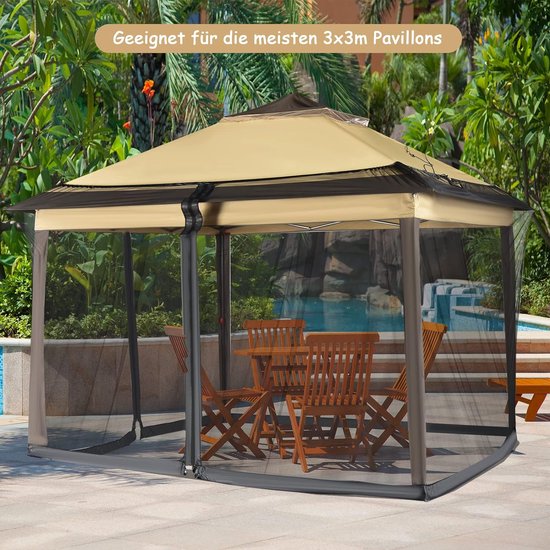 Moustiquaire réglable pour parasols de 250-300 cm, protection contre les insectes avec 2 portes, base remplissable, moustiquaire, moustiquaire.