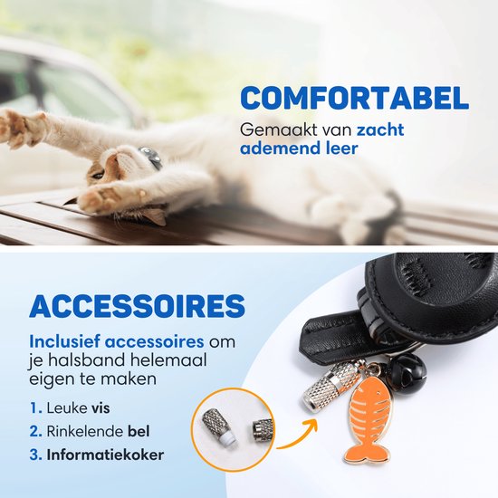 Vulpes Goods® Pets - Collier pour chat adapté à Apple AirTag - Apple Airtag Cat Collar Pro - Sûr, léger, réfléchissant et confortable - Anti-rayures et résistant à l'eau - 3 accessoires inclus - 23.5-30.5 CM - S