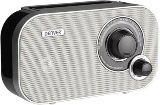 Denver FM Radio Retro - Fonctionne sur batterie ou sur secteur - Radio de cuisine - Radio portable - TR51 - Blanc