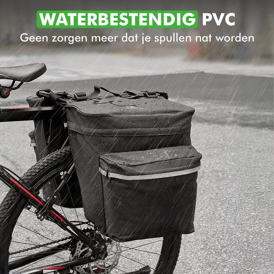 Travelhawk Sac à vélo - Sac à vélo double - Matière imperméable - 34L - Noir - 600D Polyester - Sacoches pour vélos électriques