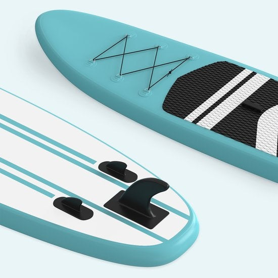 LifeGoods SUP Board - Inflatable Paddle Board - Set complet - Max. 135KG - 320x81cm - Vert menthe/Noir