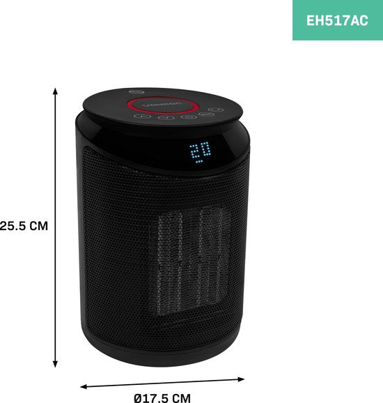 VONROC Radiateur électrique - radiateur soufflant - 1000W/2000W - céramique - 3 réglages - fonction swing - affichage LED - thermostat et minuterie - 20m2