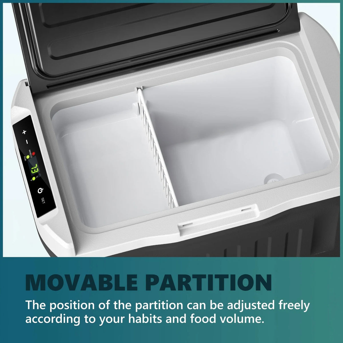 Glacière à compresseur Euhomy 21 litres - Réfrigération et congélation de -20 à 20 °C - 12/24 V et 230 V - Commande via une application - Éclairage LED