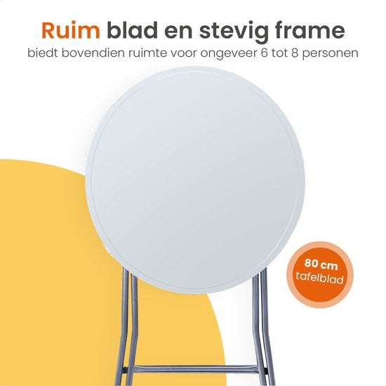 Goliving Bartable Table - Housse de table incluse - Jupe de table - Pliable - Table de fête robuste - Pour l'intérieur et l'extérieur - Capacité 50kg - Ø80 x 110 cm - 8,5 kg - Blanc