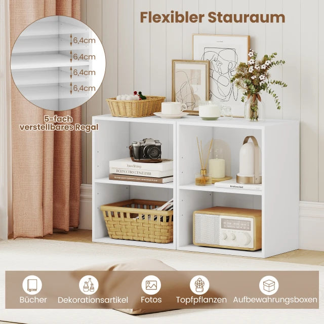 Coast Bookcase White - Rayonnage ouvert à 2 niveaux avec étagère réglable - 42 x 29,5 x 53,5 cm