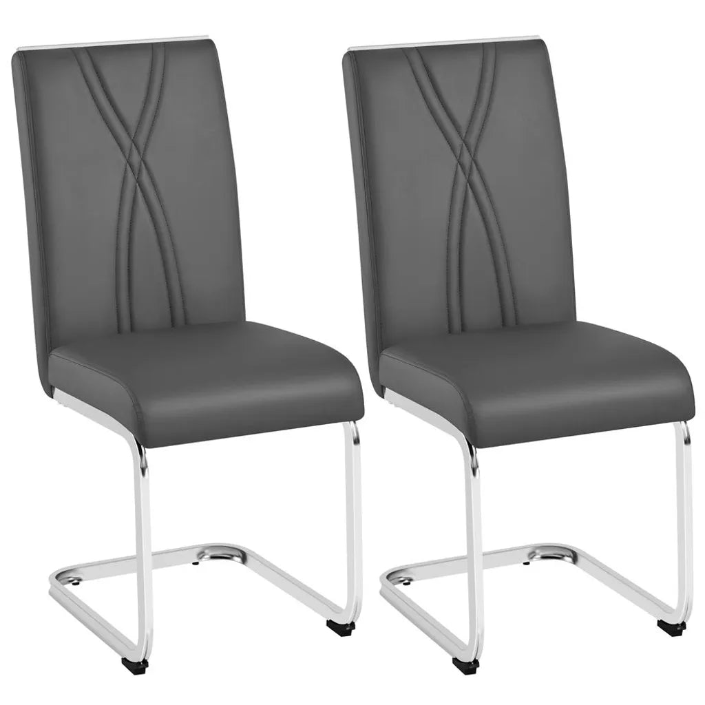 Yaheetech Lot de 2 chaises de salle à manger 59 x 40,5 x 98,5 cm - Gris foncé - Chaises cantilever en similicuir