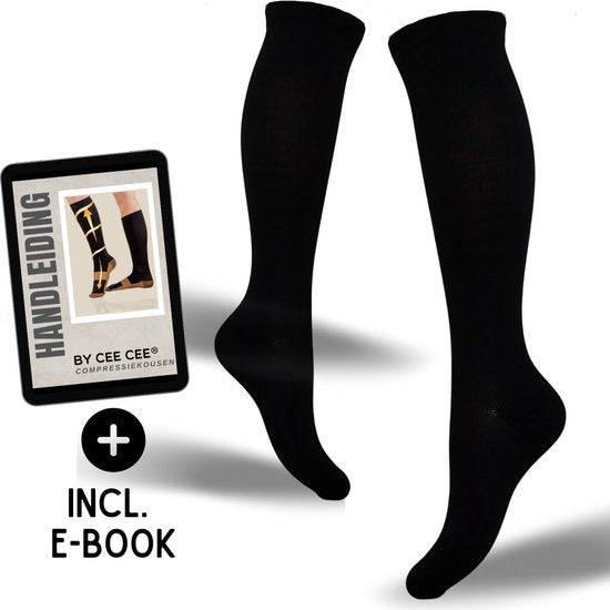 Chaussettes de compression 1 paire Chaussettes de soutien Femmes et Hommes - Chaussettes de compression - Chaussettes de course - Chaussettes de sport - Noir - Taille 41-45 L/XL
