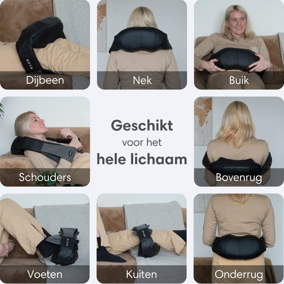 Masseur - Lifeproducts - Coussin de massage Shiatsu - Masseur de cou et dos avec fonction chaleur
