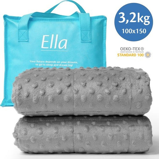 Ella® Couverture lestée pour enfant 3.2kg en Coton & Minky - 100 x 150cm  - OEKO-TEX Coton & Minky Fleece