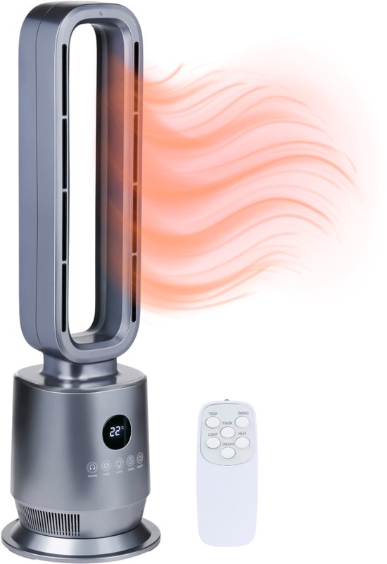 Radiateur soufflant 2-en-1 Alpina 2000 W - Radiateur électrique et ventilateur avec télécommande - Ventilateur colonne oscillant avec minuterie - Radiateur à température réglable