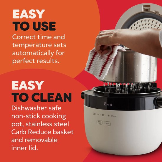 Cuiseur à riz et cuiseur vapeur Instant Pot 4,8 L - 8 programmes - Mijoteuse - Sauté - Technologie CarbReduce - Jusqu'à 20 portions - Multi-céréales