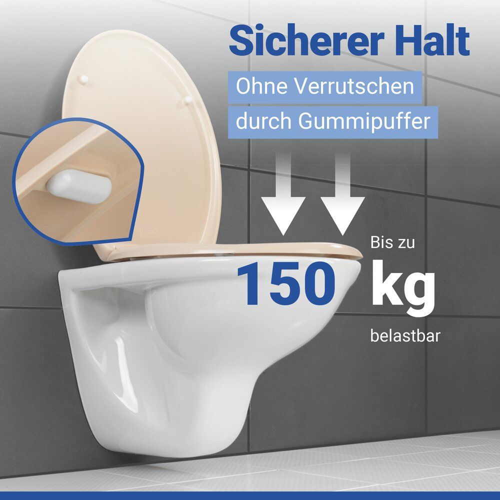 Siège de WC WENKO Ottana beige - Duroplast - Easy-Close - Fix-Clip