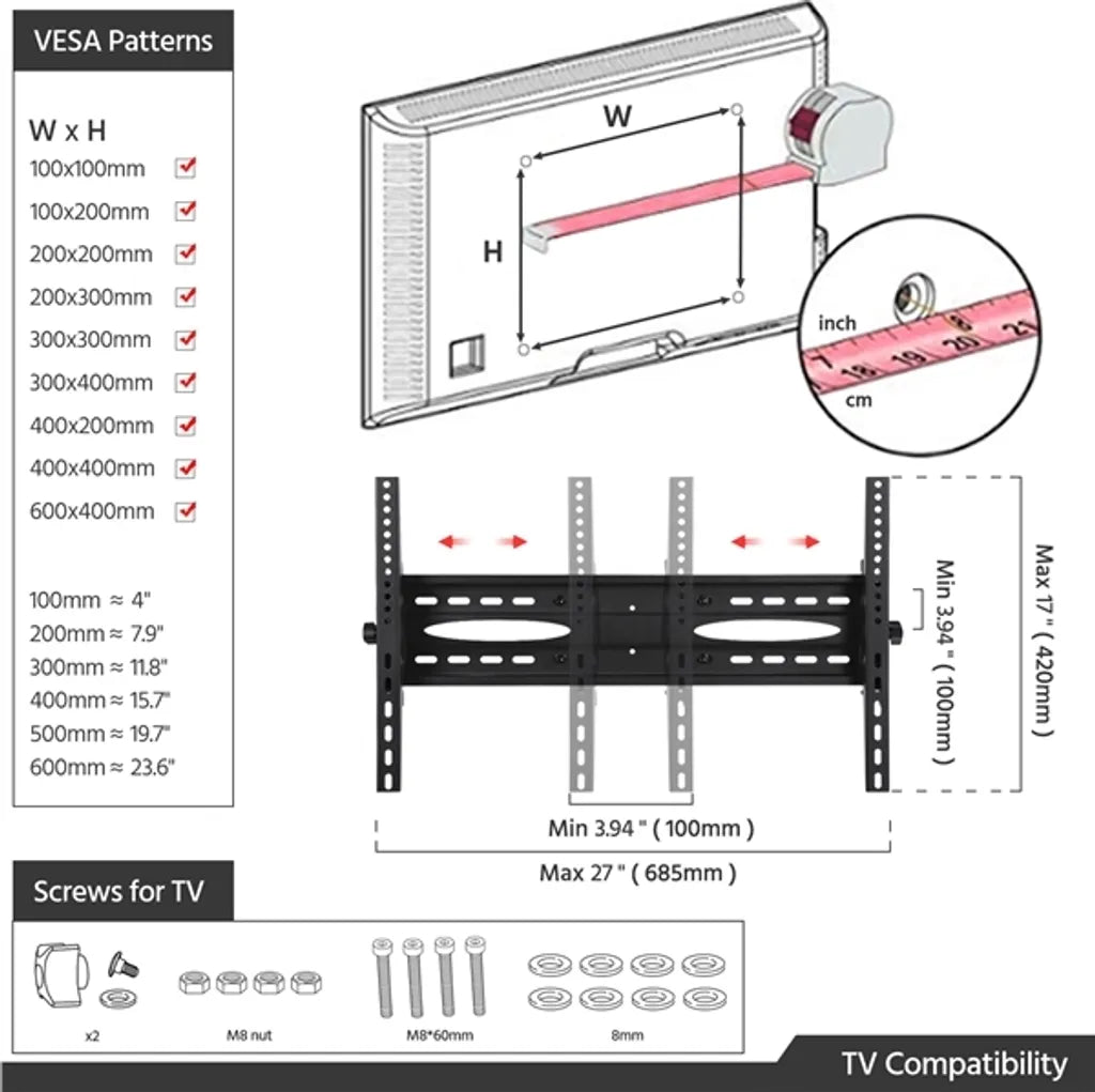 Support TV Yaheetech 32-75 pouces sur roulettes avec double barre, noir