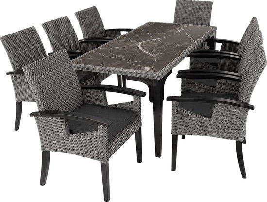 tectake® - Chaise en osier chaise de jardin chaise patio - Rosarno - gris - 404806 - poly-rattan