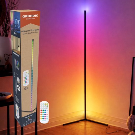 Lampe d'angle Grundig - LED - RGB - Capteur musical - 140 cm - Multicolore